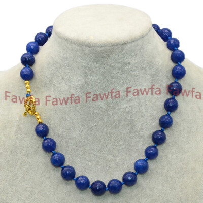 Faceted 8/10/12/14mm Blue Jade Round Gemstone Beaded Jewelry