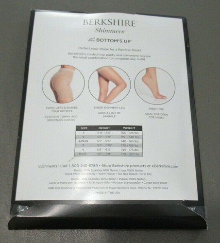 Berkshire Women's Shimmer Tummy Control Sheer Pantyhose, Platinum, Size 1 - Picture 3 of 4