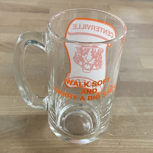 Vintage Centerville Tigers Texas High School Orange White Glass Mug 5.5" - Picture 5 of 6