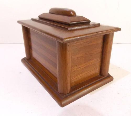 Caja de dinero vintage de madera con forma de sarcófago madera maciza - Imagen 3 de 11