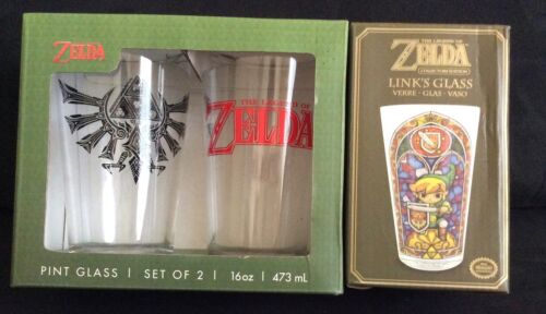 The Legend of Zelda 16oz Pint Glass Set of 2 & Links Glass Collectors Nintendo - Picture 1 of 5