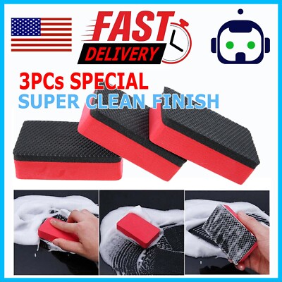 3x Pack Clay Bar Sponge Detailing Magic Car Clean Wash Cleaner Sludge Mud Remove