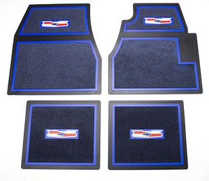 Details About 55 56 57 Chevy Blue Carpet Floor Mats With Chevrolet Crest Logo 1955 1956 1957