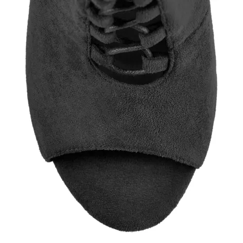 Neu Damen-Stiefeletten Gladiator zehenfrei Schnürung Stiletto hoher Absatz Clubschuhe - Bild 37 von 46