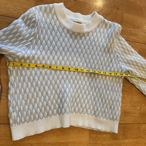 Anthropologie Pepin Sweater Gray White Color Cropped Pullover Women's Size M - Picture 3 of 12