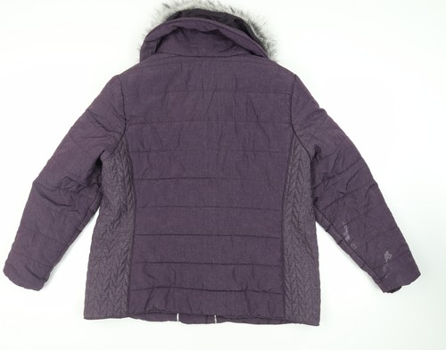 RJR.John Rocha Womens Purple Quilted Jacket Size 20 Zip - Faux Fur Collar - Picture 2 of 10