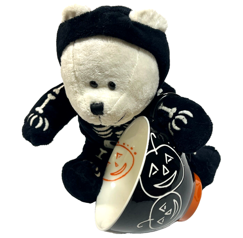 Starbucks Halloween Jack O’ Lantern Coffee Mug '07 & Skeleton Barista Bear '04 - Picture 1 of 20