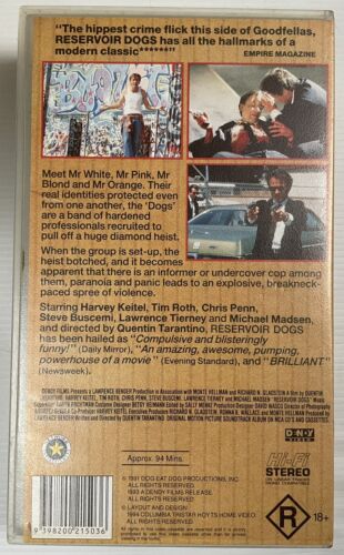 Reservoir Dogs VHS Keitel Video Cassette Tape Clear Small Box PAL R18+ 1994 - Picture 17 of 24