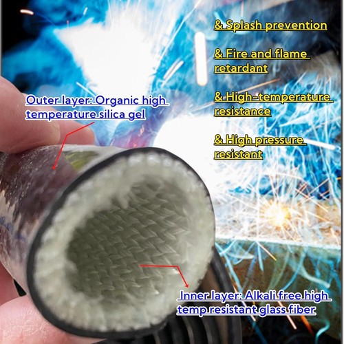 Black Fire Sleeve Braid Flame Heat Shield 5Ft 1/4" Fits 4AN for Oil Fuel Lines - Picture 3 of 8