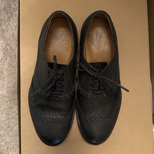 John Fluevog Andrew Black & Blue Wingtip Chunky Angel Brogue Shoes Mens Sz 7.5 - Picture 6 of 10