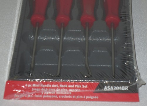 Snap-on Pick Set ASA204BR *RED HARD HANDLES* NEW & SEALED! *HARD HANDLE PICKS* - Picture 2 of 4