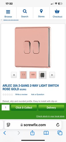 ARLEC 10A 2-GANG 2-WAY LIGHT SWITCH ROSE GOLD (631RU)£8.99 - Picture 3 of 3