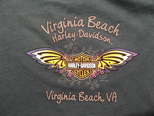 Harley Davidson Virginia Beach Butterfly logo Women Tee T shirt M Green Gold - Picture 12 of 12