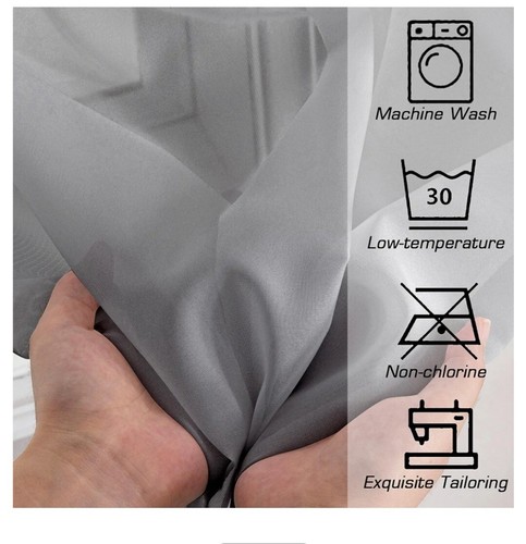 OWENIE White Sheer Curtains 96 inches Long 2 Panels Set, Sheer Grey - Picture 4 of 8
