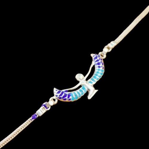 Vintage Egyptian Sterling Silver Bracelet Winged Queen ISIS Goddess of Fertility - Picture 2 of 7