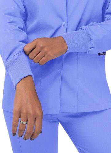 Sivvan Women’s Scrub Warm-up Jacket/Front Snaps Round Neck Stylish & Comfort - Picture 75 of 91