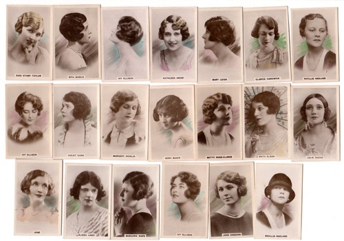 1927 48 tarjetas de cigarrillos foto real ""Tipos de belleza moderna"" teñidas Inglaterra identificada" - Imagen 2 de 4