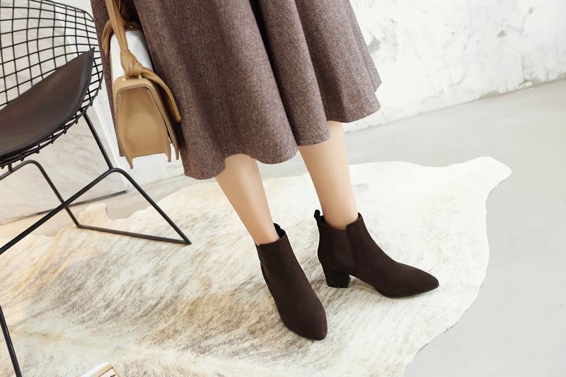 Chelsea Womens Suede Block Heels Sexy Pointed Toe Toe Toe Stretchy Pull On Ankle Boots dce820 Chelsea Womens Suede Block Heels Sexy Pointed Toe Toe Toe Stretchy Pull On Ankle Boots dce820