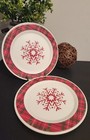 2 THRESHOLD 2011 Target Melamine Christmas Snowflake Plaid 8½" Lunch Plates 