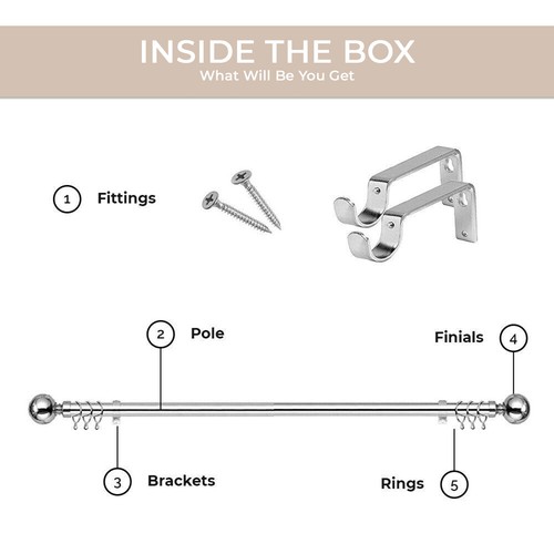 Metall Gardinenstange ausziehbar 28 mm Gardinenstange Set mit Endstücken Ringe Stangenbeschläge - Bild 32 von 42