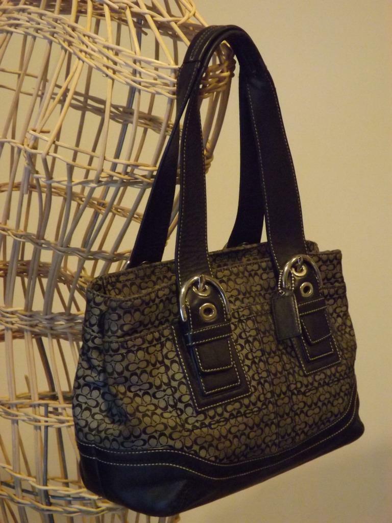 Coach SOHO Canvas Satchel Bag Leather Trim EXC | eBay