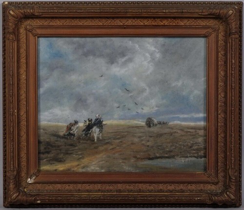 Manner Of David Cox-Coloured Pastels-Travellers In A Stormy Landscape-20x25cm - Picture 17 of 19