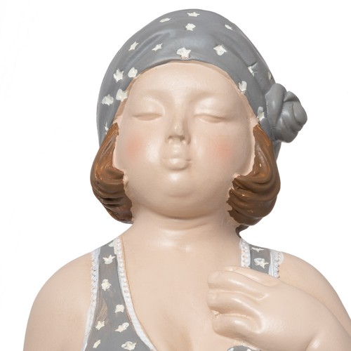 Mollige Badenixe Kantenhockernfigur Art Deco Frau Skulptur Bikini Retro - Bild 6 von 7