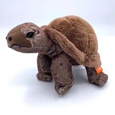 Wild Republic Plush Brown Tortoise Purple Spots Land Turtle 7" long Realistic