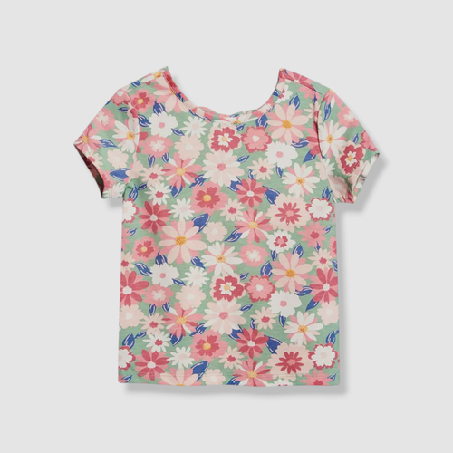 Epic Threads Girl's Green Floral Print Short Sleeve T-Shirt Size 5 - Picture 1 of 2