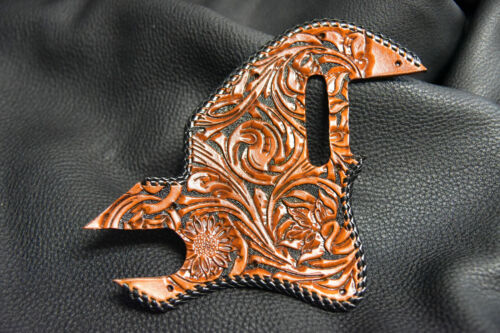 Leather pickguard Fender telecaster Haggard tooled and dyed "Sheridan Floral" - Picture 2 of 9