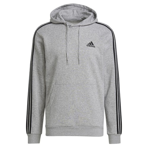 New Men Adidas Hoodie Sweatshirt Long Sleeve Top Shirt Pullover Grey Stripes XL - Picture 4 of 4