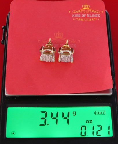 925 Sterling Silber gelbe echte 0,25ct Diamant Herren & Damen Quadrat Ohrringe - Bild 12 von 12