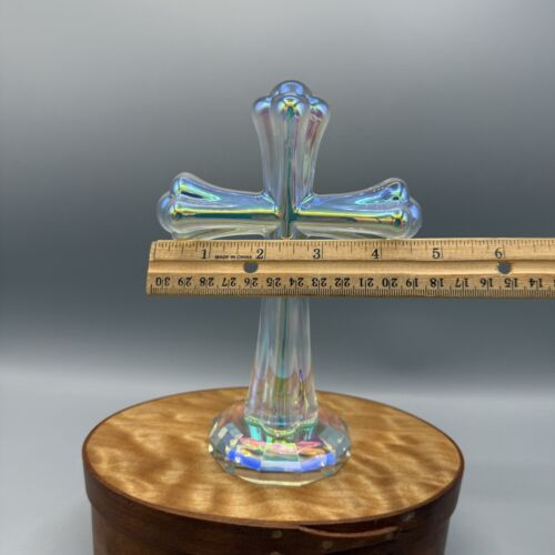 Cracker Barrel Iridescent Standing Glass Cross Decoration, # 795074 - Picture 3 of 12