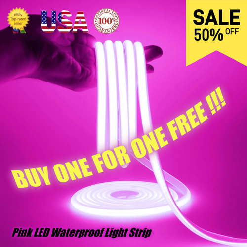 Pink Waterproof COB LED Strip Light Outdoor AC110V 480Leds/m - Picture 2 of 19