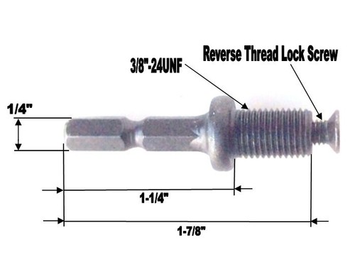 Adaptador hexagonal 1 pieza 1/4 a hilo de 3/8"-24UNF con tornillo de bloqueo para mandril de perforación sct-888 - Imagen 2 de 12