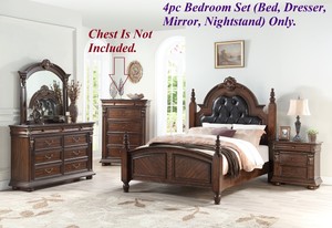4p Bedroom Majestic Antique Cherry Veneer Est King Bed Dresser