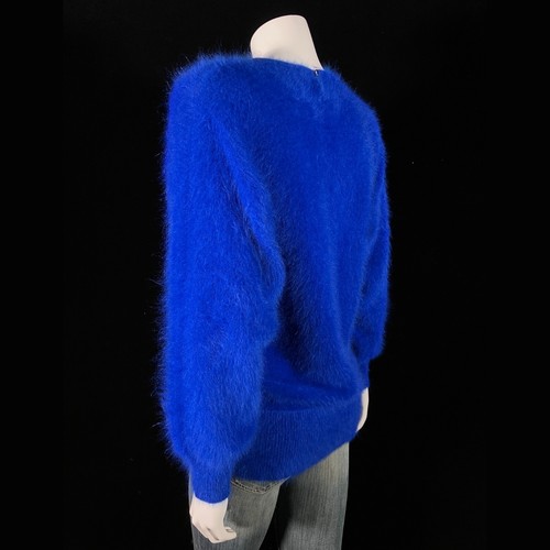 80% Angora Fuzzy Vintage LIRA Blue Dolman Sleeve Pullover Sweater 38 in bust - Picture 5 of 9