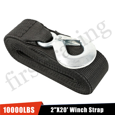 10000LBS MAX DELUXE BOAT TRAILER REPLACEMENT WINCH STRAP 2''x20' SNAP HOOK QUICK
