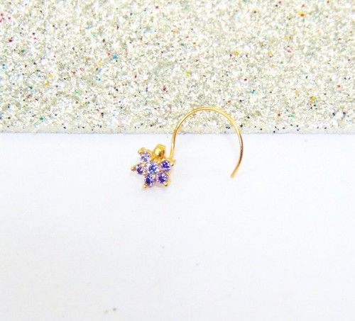 Mother's Gift Nose Ring Ethnic Crock Screw 22k Gold Plated Indian Nose Ear Pin - Picture 3 of 4