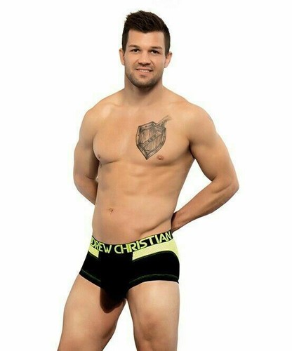 Andrew Christian Boxer Trophy Boy Active Neon Mesh Men Boxers Black 90916 19 - Picture 2 of 7