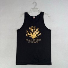 Vintage Maui Divers of Hawaii Tank Adult Large Single Stitch Gold Scuba Swim 90s