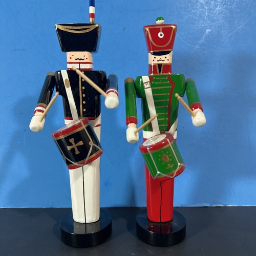 Wooden Christmas Figures Drummers Patrick Jacobs Set of 2 W/ COA Letter 1994-5 - Picture 3 of 6