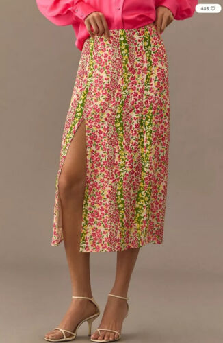 Falda Midi Anthropologie The Lille con ranura lateral de Maeve talla 10 nueva con etiquetas - Imagen 3 de 3