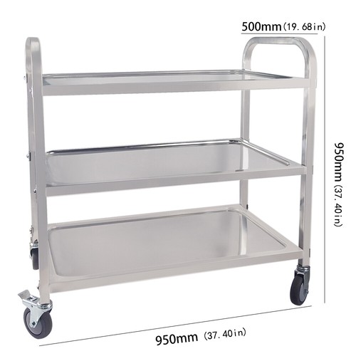 3 Tier Serving Trolley Stainless Steel Restaurant Cart Catering Train Hotel - Picture 2 of 7