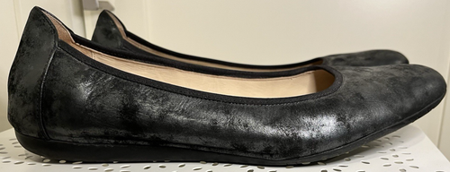 Wolky Ballet Flats Metallic Black Leather Women's Comfort Shoes Size 42 10.5-11