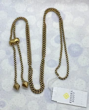 Kendra Scott Thick Charm Chain Necklace Vintage Gold Tone Adjustable