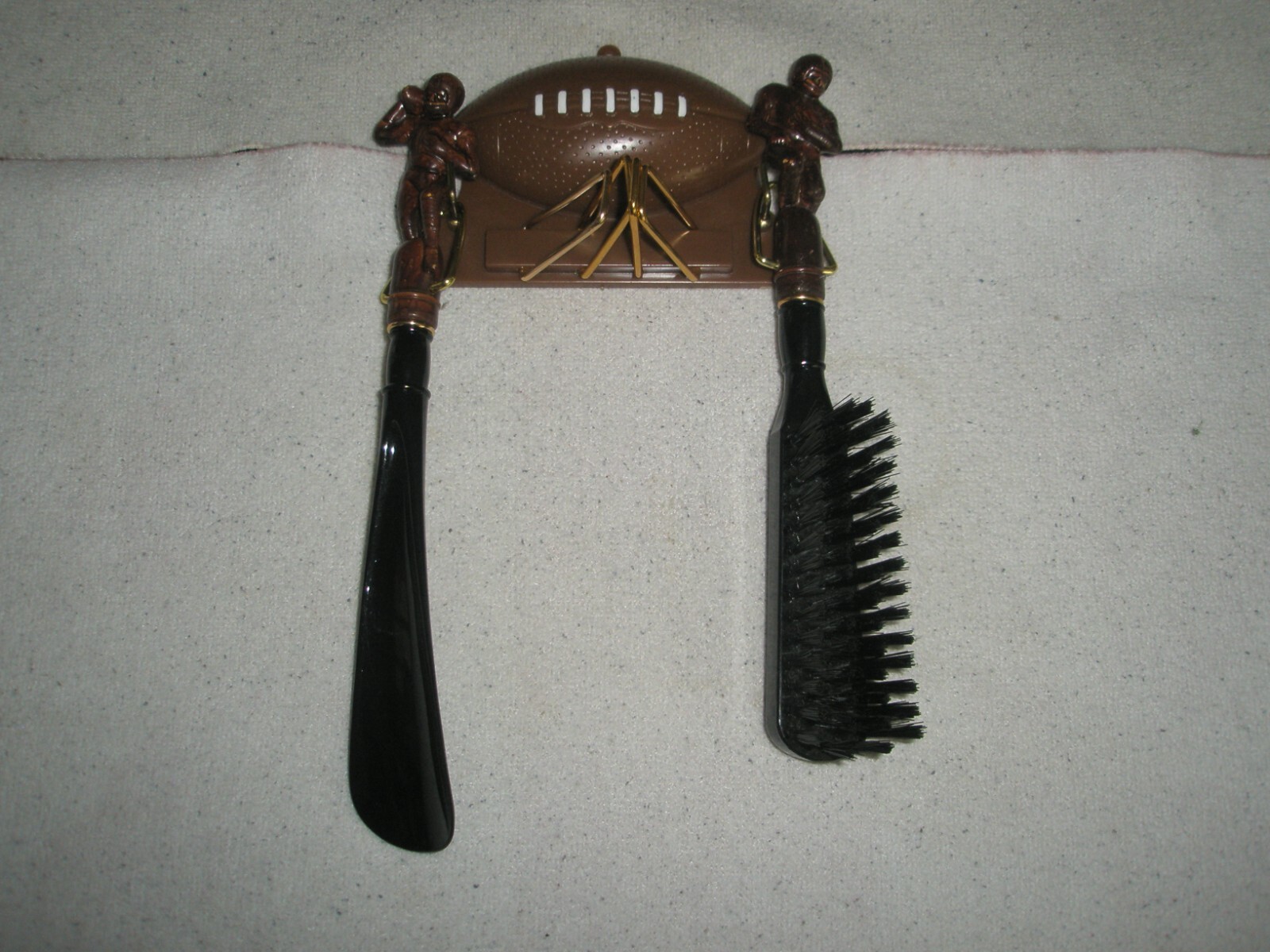 TIE RACK w/ Football theme Shoehorn & Shoe Brush … - image 1