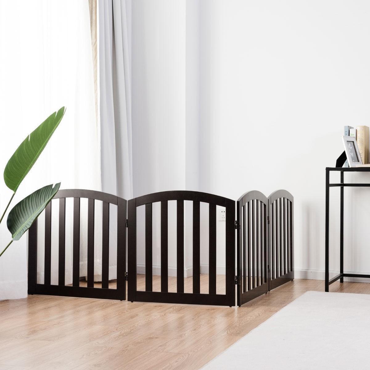 Configurable Folding Free Standing 4 Panel Wood Pet Fence Marronee Crate 24 Gate Configurable Folding Free Standing 4 Panel Wood Pet Fence Marronee Crate 24 Gate