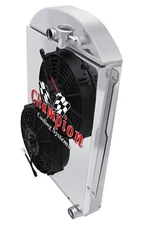 ER 3 Row Radiator Chevy Config,10" Fans,Shroud-39 Chevy JA Master Deluxe V8 Conv