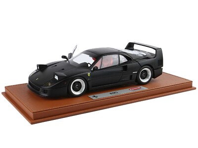 FERRARI F40 MATT BLACK W/SNOW TIRES & DISPLAY CASE 1/18 BY